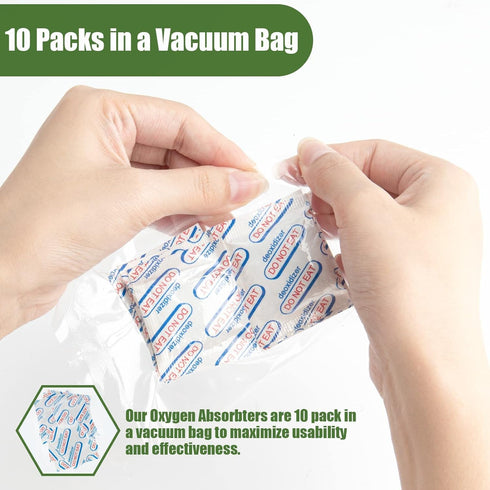 110 Packs 100CC Food Grade Oxygen Absorbers (10 Packs in Individual Vacuum Bag, 11x Packs of 10), Oxygen Absorbers for Food Storage, with Oxygen I...