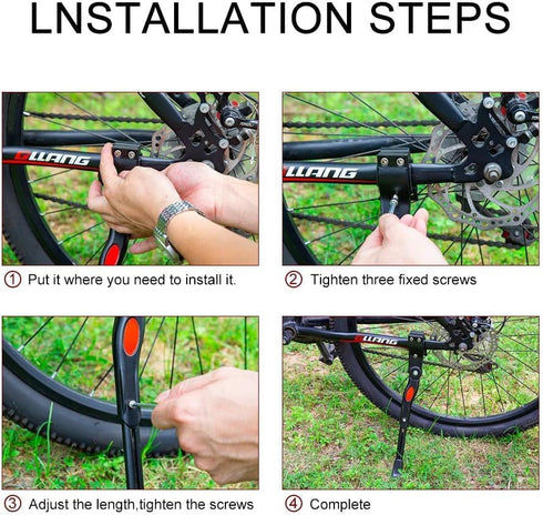 Bike Kickstand Adjustable Aluminium Alloy Kickstand Rear Side Bicycle Kick Stand...
