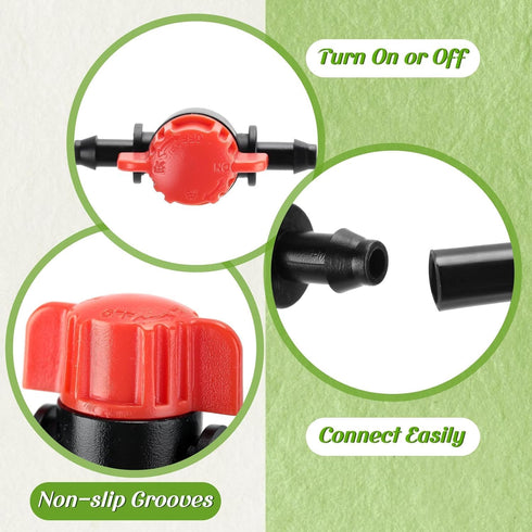 50 Pcs 1/4 Inch Barbed Shut Off Valve Drip Irrigation Tubing Coupling Valve Universal Drip Irrigation Valve for 1/4" Tubing Greenhouses Flowers Be...