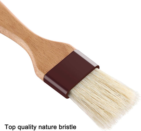 1 inch & 1.5 inch Pastry Brush Natural Boar Bristle Basting Brush Kitchen Oil Brush with Beech Wooden Handle and Hanging Rope String Grill BBQ Sau...