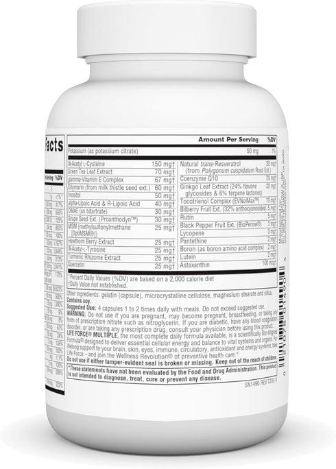 Source Naturals Life Force Multiple Iron Free Daily Multivitamin High Potency Essential Vitamins, Minerals, Antioxidants & Nutrients - Energy & Im...
