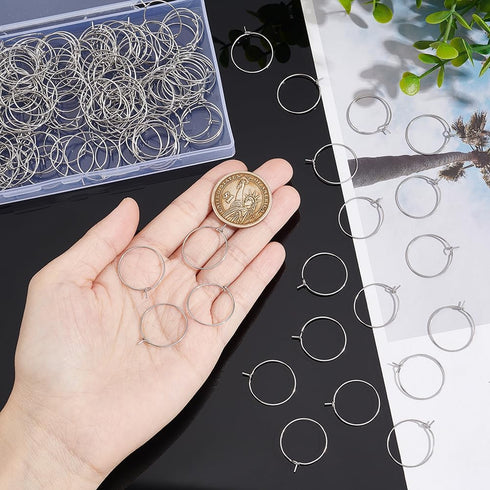 UNICRAFTALE 200pcs 20mm Ear Wine Glass Hypoallergenic Stainless Steel Hoop Earring 0.7mm Pin DIY Earring Wires Findings for Women Hoop Earrings Ma...