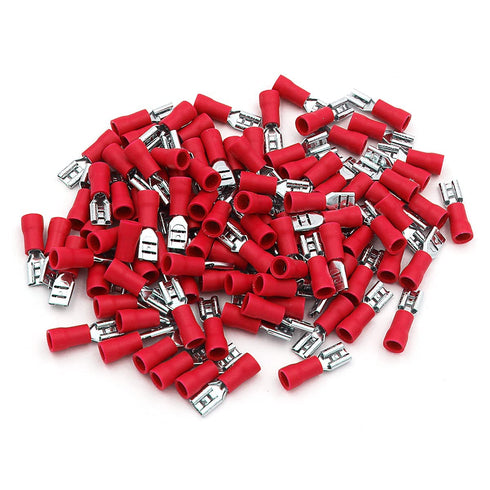 Baomain Red Female Insulated Spade Wire Connector 3/16'' Electrical Crimp Terminal 22-16 AWG 4.8 x 0.5mm FDD1.25-187 (0.187") (200PCS)...