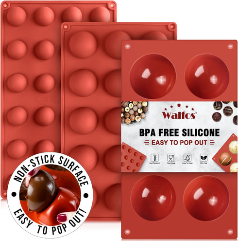 Semi Sphere Silicone Mold, Silicone Chocolate Molds,3 Packs Baking Molds for Making Chocolate, Cake, Jelly, Dome Mousse (6 Cups, 15 Cups and 24 Cu...