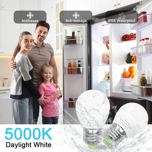 6W E26 Small Globe LED Bulb 60W Equivalent G45/A15 E26 Standard Screw Base 120V-265V Frosted Daylight White 750LM Waterproof for Fridge Light Pend...