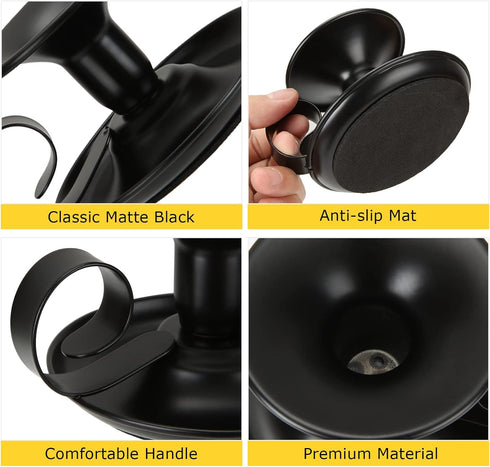 Retro Iron Taper Candle Holder Set of 4, Black Candlestick Holders Candlelight Stand with Handle Simple Ring Candle Stick Holder for Wedding Dinni...
