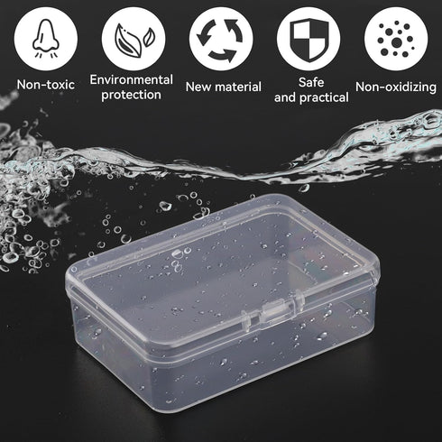 6 PCS Mini Clear Plastic Storage Containers Box Case with Lids Clear Rectangle Box Small Clear Container for Small Items and Other Craft Projects,...
