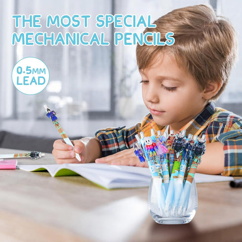 12pcs Game Mechanical Pencils 0.5mm, Removable Characters btw Gaming Scenes, Unique DIY Design, School Stationary Game Party Favors Gifts for Boys...