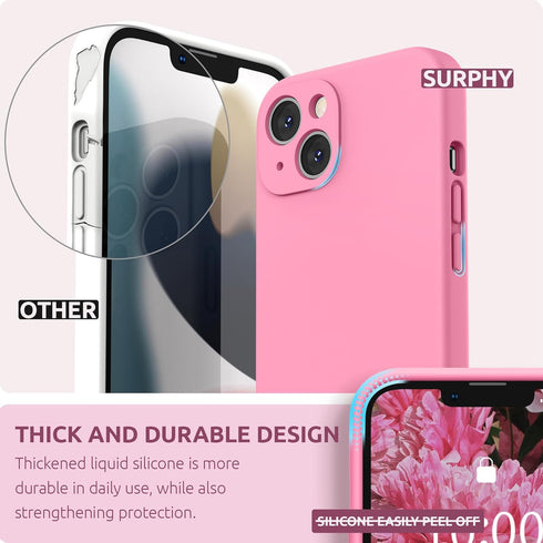 SURPHY Compatible with iPhone 13 Case with Screen Protector, (Camera Protection + Soft Microfiber Lining) Liquid Silicone Phone Case 6.1 inch 2021...