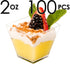 DLux 100 x 2oz Square Mini Dessert Cups (No spoons), Clear Plastic Parfait Appetizer Cup - Small Reusable Serving Bowl for Tasting Party Desserts ...