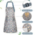 3 Pcs Daisy Floral Aprons with pockets, Waterproof Apron for women, Kitchen Cooking Apron Adjustable Bib aprons Soft Chef Apron for Cooking, Drawi...