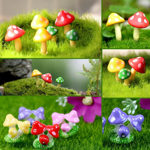 26 Pcs 1.5 to 1.8 Inch Resin Mushroom,Cute Mushrooms Fairy Garden Mushrooms Ornaments for Outdoor Decoration,Home Décor,Cake Decoration,DIY Bonsai...
