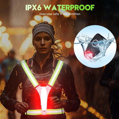 LED Reflective Running Vest, 3rd Generation Running Gear, 5 Lights Colors High Visibility Running Vest Rechargeable for Night Running Walking Cycl...