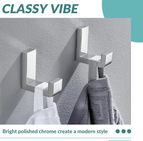 APLusee Polished Chrome Towel Hook 2 Pack, 304 Stainless Steel Robe Hook, Wall Mounted...