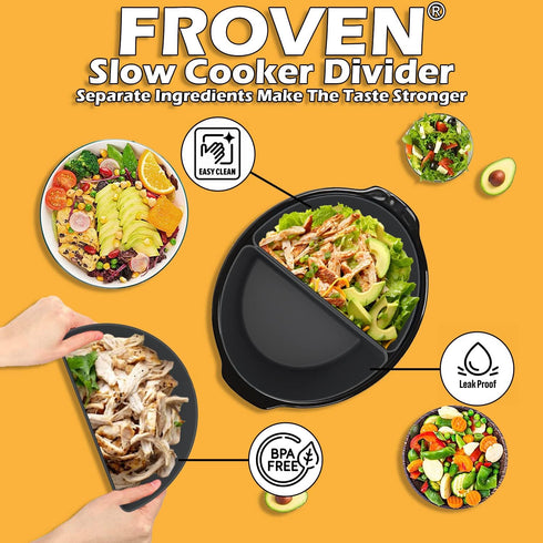 6 Quart Silicone Slow Cooker Divider Liners Oval. Thickened, Weighted & Sturdy Reusable Crockpot Inserts Compatible With Most 6 Qt Crock Pot Slow ...