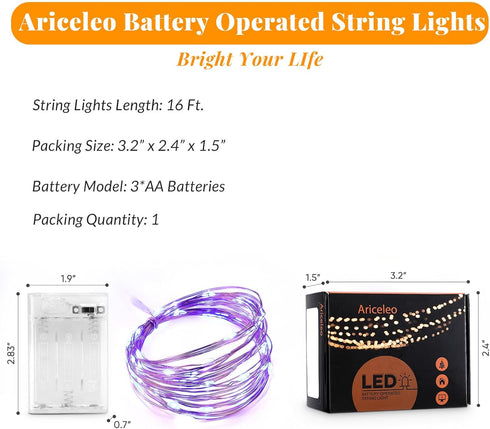 Led Fairy Lights Battery Operated, 1 Pack Mini Battery Powered Copper Wire Starry Fairy Lights for Bedroom, Christmas, Parties, Wedding, Centerpie...