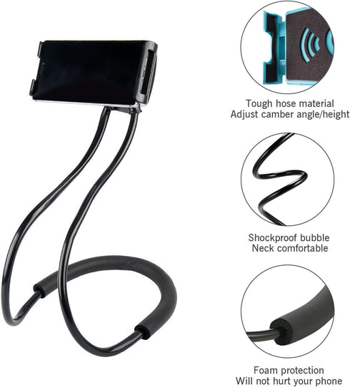 011 Neck Cell Desk Bed,Bike and Motorcycle Mount,Lazy Bracket Mobile Phone Stand Holder (Black)...