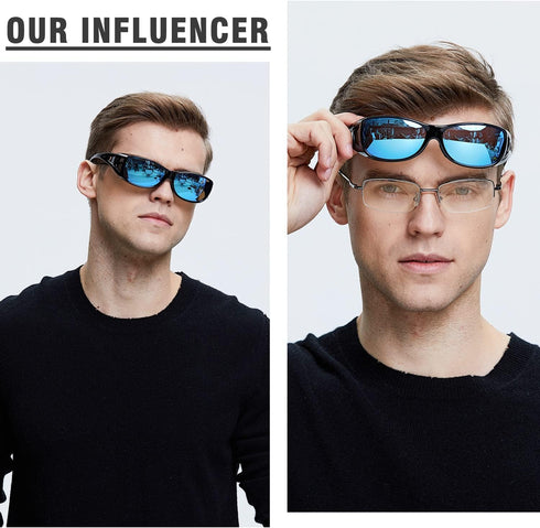 DUCO Polarized Wraparound Fitover Glasses Wear Over Sunglasses for Men Women UV Protection Sun Glasses 8954...