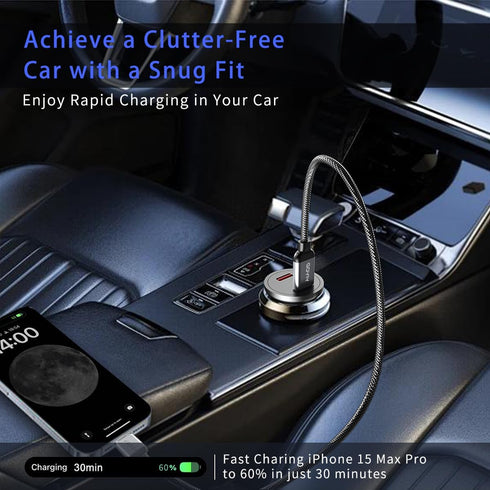 USB C Car Charger with 60W Braided USB C Cable 3ft, 2-pack?Mini 60W USB C Fast Charging Cigarette Lighter, Dual PD3.0 Compatible with iPhone 15, G...