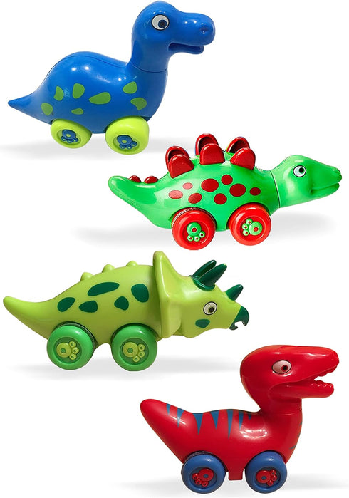 3 Bees and Me Dinosaur Car Toys for Toddlers | Dinosaurs with Wheels 4-in-1 Pack, Fun Party Toy, Play Set for Kids | Birthday Gift for Boys and Gi...