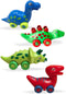 3 Bees and Me Dinosaur Car Toys for Toddlers | Dinosaurs with Wheels 4-in-1 Pack, Fun Party Toy, Play Set for Kids | Birthday Gift for Boys and Gi...