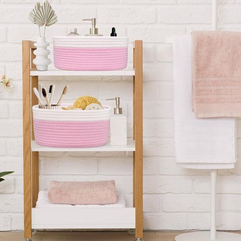 ABenkle Small Woven Basket, Cute Small Basket, Rope Room Shelf Storage Basket, Cat Dog Toys Basket Chest Box, Empty Decorative Gift Basket, 12"x 8...