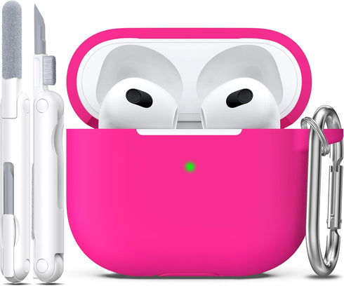 R-fun Compatible with AirPods 3 Case Cover, Silicone Protective Accessories Skin with Keychain Compatible with Apple AirPod 3rd Generation 2021 fo...