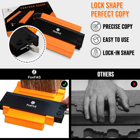 FoxFAS Contour Gauge Profile Tool with Lock (5 Inch) | Must Have Construction Tool for DIY Handyman and Contractors | Flooring Tools | Precisely C...