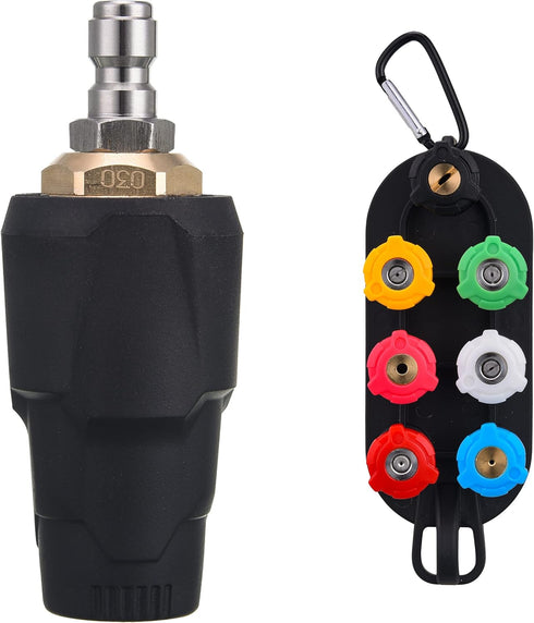 PWACCS Pressure Washer Nozzle Tips Full Set, 3600 PSI Rotating Turbo Nozzle for Power Washer 3.0 GPM, 7 Spray Nozzle Tips Kit with a Nozzle Holder...
