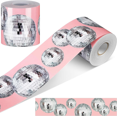 Zonon 65 Feet Bulletin Board Border Decorative Straight Wavy Rolled Border Trim Borders Classroom Back to School Decor(Disco Ball)...