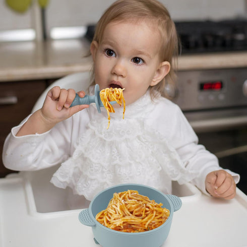 Baby Spoons and Forks Feeding Set, 6 Pack Silicone First Stage Self Feeding Toddler Utensils, BPA Free, Baby Led Weaning Supplies for Training Spo...