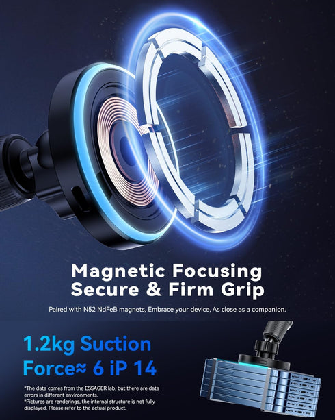 ESSAGER for MagSafe Car Mount Charger, Magnetic Wireless Car Charger 15W Fast Charging with MagSafe Car Charger for Air Vent/Dashboard Car Phone H...