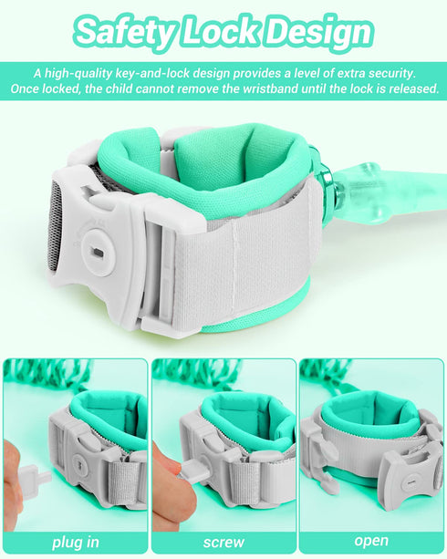 Dr.meter Anti Lost Wrist Link, 2 Pack Toddler Safety Leash with Key Lock, Reflective Child Walking Harness - Dual 8.2ft Length Kids Leash for Supe...