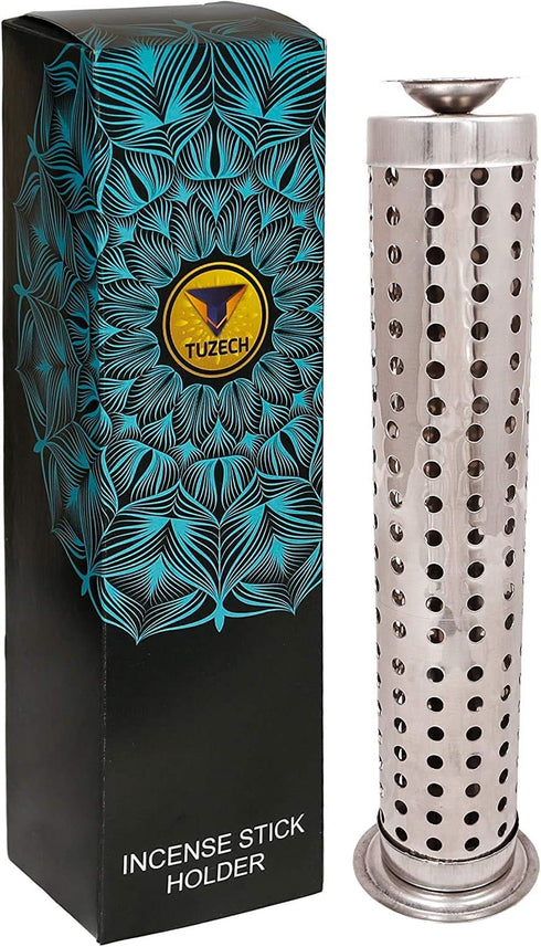 Tuzech Steel King Size Sage Long Tower Soapstone Incense Holder Home Agarbatti Stand with Ash Catcher Best for Diwali Pooja Celebration (Mutiple S...