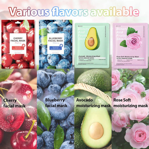AMY'S DIARY 10 PCS Real Hydrating Nature Face Masks Skincare, Hyaluronic Acid, Vitamin C and E, Chamomile, Korean Beauty Essence Facial Paper Shee...