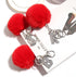 SUSULU Red Fluffy Faux Fur Pom Poms Pompoms with Tiny Loop Ball Crafts Holiday Pom Poms Balls DIY Keychain Supplies Party Decorations Hats Shoes G...