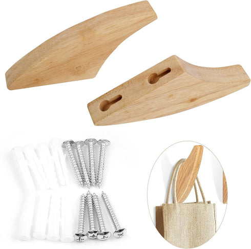 4 Pack Decorative Hooks Coat Rack with Shelf for Hanging Things Minimalist Design, Wood Wall Hooks Modern Simple Rustic Home Foyer Entryway Decor ...