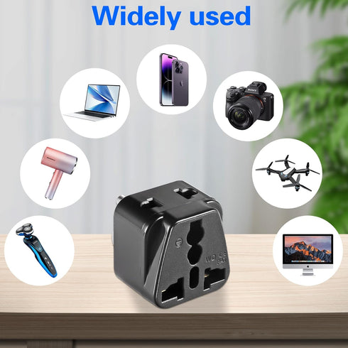 3 Pack US Travel Plug Adapter, EU/UK/AU/in/CN/JP/Asia/Italy/Brazil to USA (Type B), 3 Prong Grounded USA Wall Plug Wall Outlet Power Charger Conve...