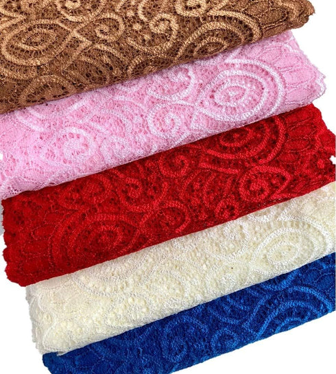 5 Yards Width 7 Inch Stretch Lace Trim Fabric Elastic Lace Flowers Ribbon for Garment Craft Embellishment Wedding Bouquet Making Headbands Garters...