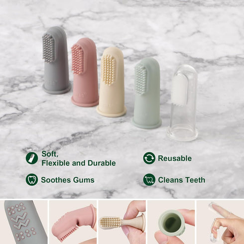 haakaa Silicone Baby Finger Toothbrush, Oral Care for Infants&Babies&Toddlers&Kids, Soft Food Grade Silicone, 0 Months+, 2 Pack, Blush...
