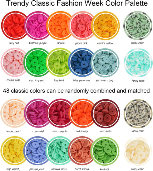 JQEEYGV Bracelet Making Kit 3 Boxes - 11,000pcs Clay Beads - 48 Fashion Colors Beads for Friendship Bracelet Kit - Polymer Heishi Letter Beads for...