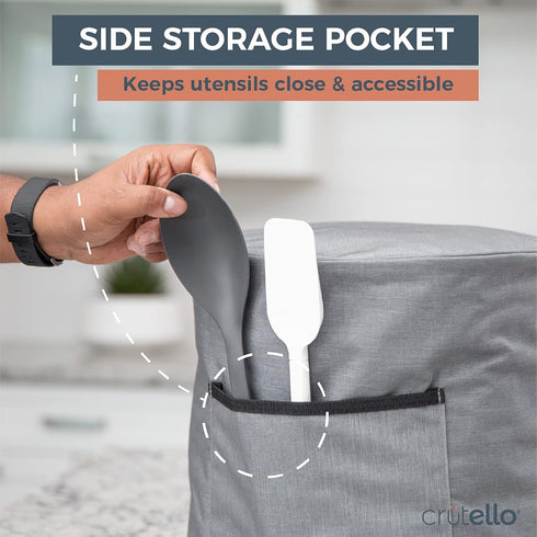 Crutello Dust Cover with Storage Pocket - Compatible with Instant Pot 8 Quart, Measures 13.25" x 14.75"...
