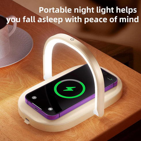 Bedside Lamp with Wireless Charger, 3 in 1 Touch Lamp, Phone Holder, Dimmable Wireless Charging Lamp, 3 Color Modes Touch Control LED Night Light ...