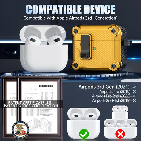 Compatible with AirPods 3rd Generation Case Cover with Cleaner kit,Secure Lock Clip Protection,Automatic Snap Switch Design for Apple Airpod 3 Gen...