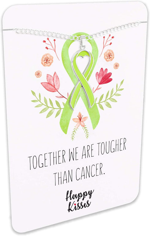 Cancer Awareness Necklace - Ribbon Pendant, “Together We Are Tougher Than Cancer” - Gift for Women...