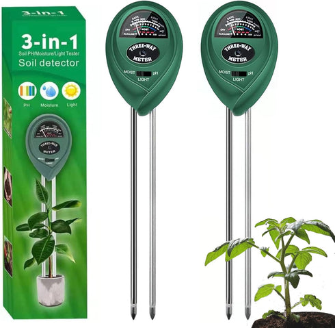 2 Pack Soil Tester, 3-in-1 Plant Moisture Meter Light and PH Tester for Home, Garden, Lawn, Farm, Indoor and Outdoor Use, Promote Plants Healthy G...