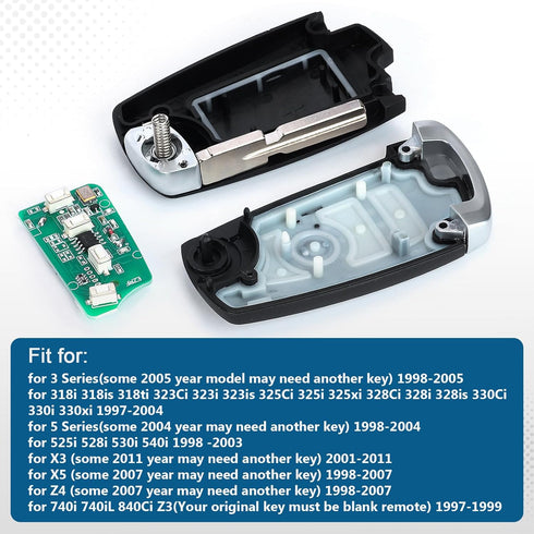 EWS Modified Flip Remote Key 315MHZ ID44 1998-2005 for BMW 3 5 + 7 Series HU58...
