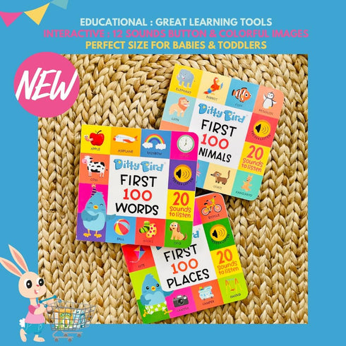 Ditty Bird Talking Books 100 Animals | 100 Words for Vocabulary & Speech Learning | Sound Books for Toddlers 1-3 | Children's Interactive Toddler ...