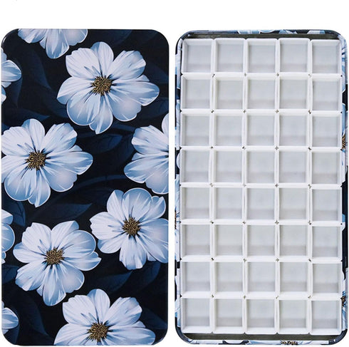 FCLUB Watercolor Palette, Empty Paint Pallet Metal Paint Tin with 40Pcs Half Pans and Magnetic Strip, Paint Holder with Mixing Area, Painting Tray...