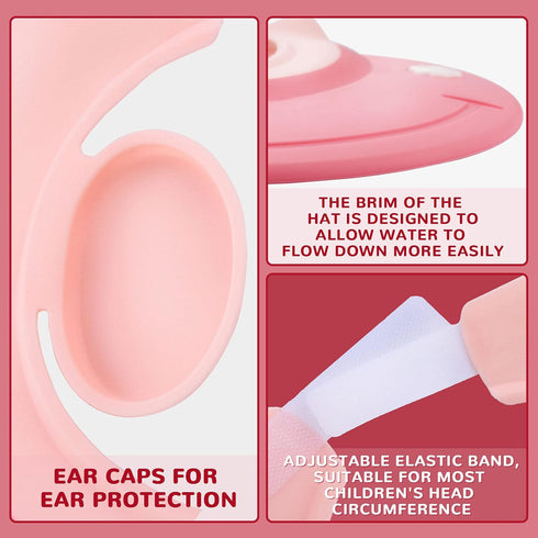 Baby Shower Cap Baby Hair Washing Bath Cap Safe Silicone Protection Bath Cap Soft Adjustable Visor Hat for Protector Head Eye Ear Shampoo Caps for...